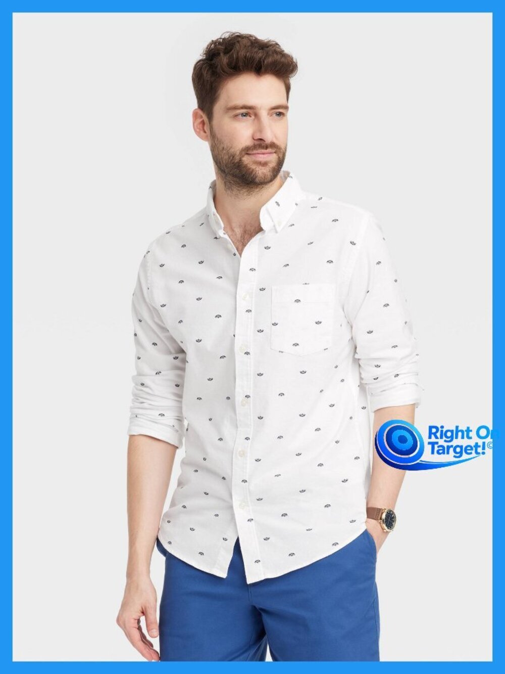 Small - Mens Long Sleeve Collared Button-Down Shirt - Goodfellow Co - White